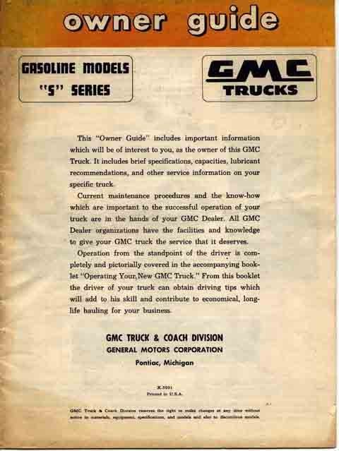 1958 GMC Owner Guide